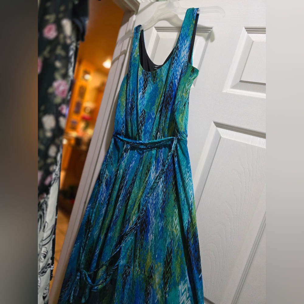 Pretty Blue and Green Party Dress